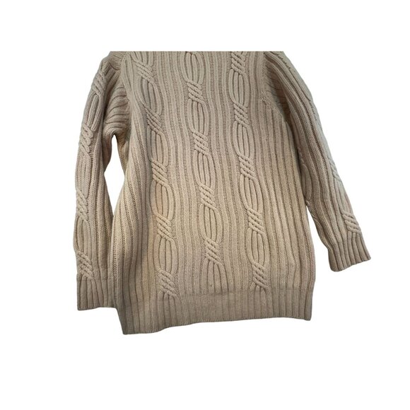 Valerie Stevens 100% Lambswool Fisherman Cable Knit Tunic Sweater L Pale Pink - Picture 11 of 11